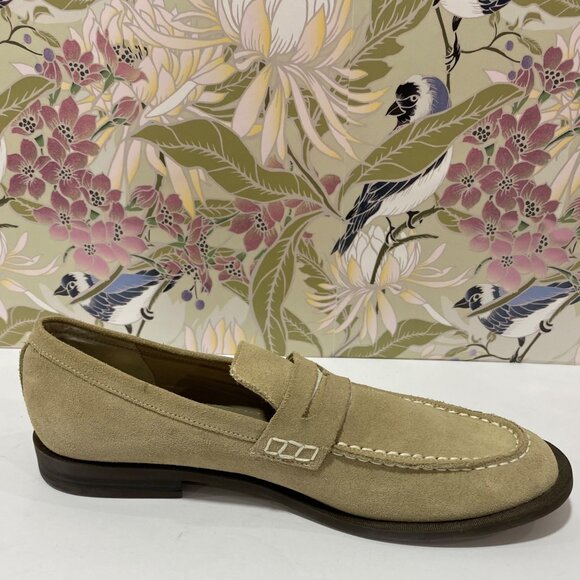 Zara Beige Suede Penny Loafers  Mens 9.5 Slip-On Design with Dual Stitching - Picture 9 of 9